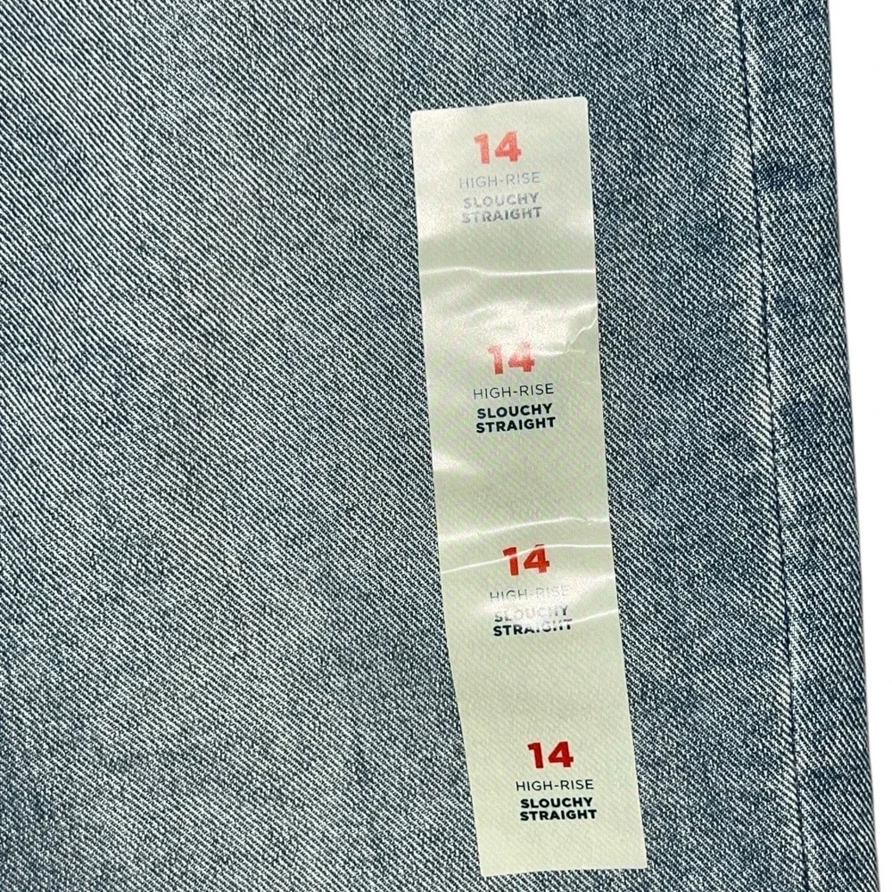 Old Navy Girls Jeans 14 Slouchy Straight High Rise Light Wash Adjustable Waist